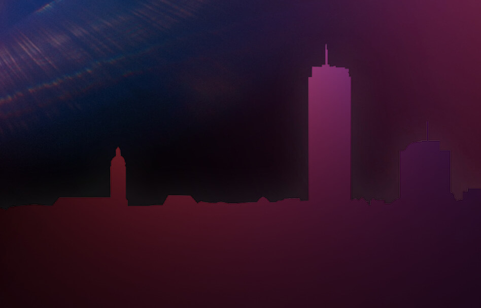 Abstrakte Skyline-Silhouette von Jena mit dunklen Farbverläufen