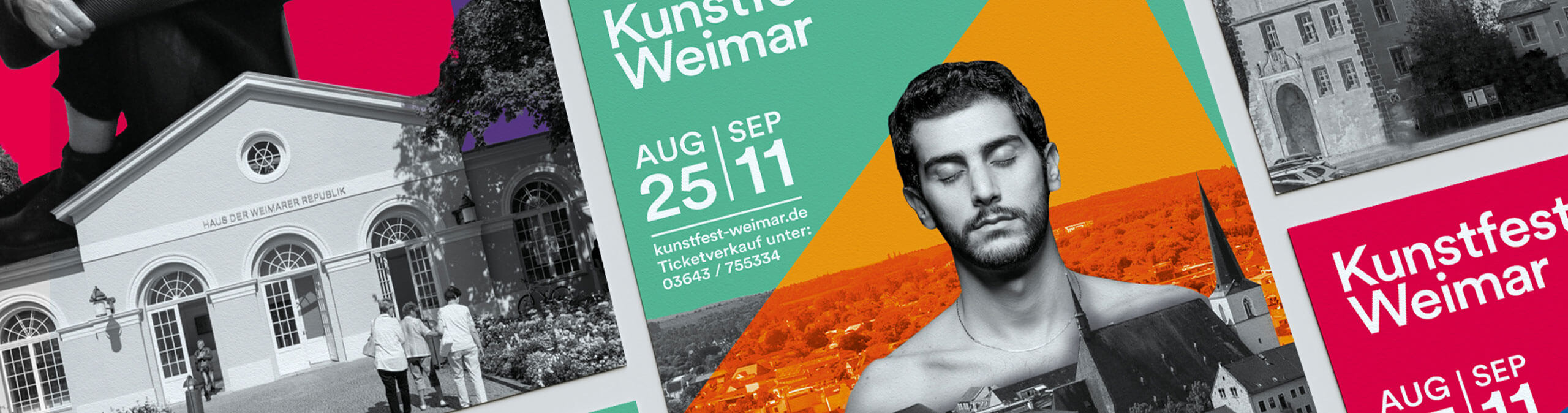 Collage mit Motiven und Plakaten des Kunstfests Weimar 2021