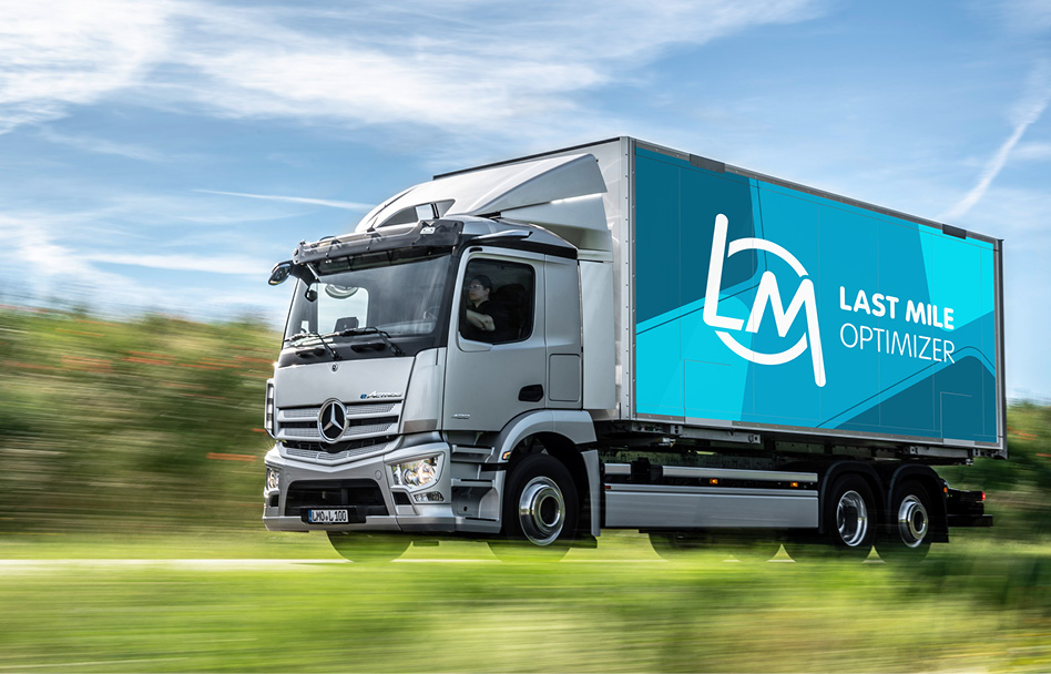 Lieferfahrzeug von Last Mile Optimizer auf der Straße