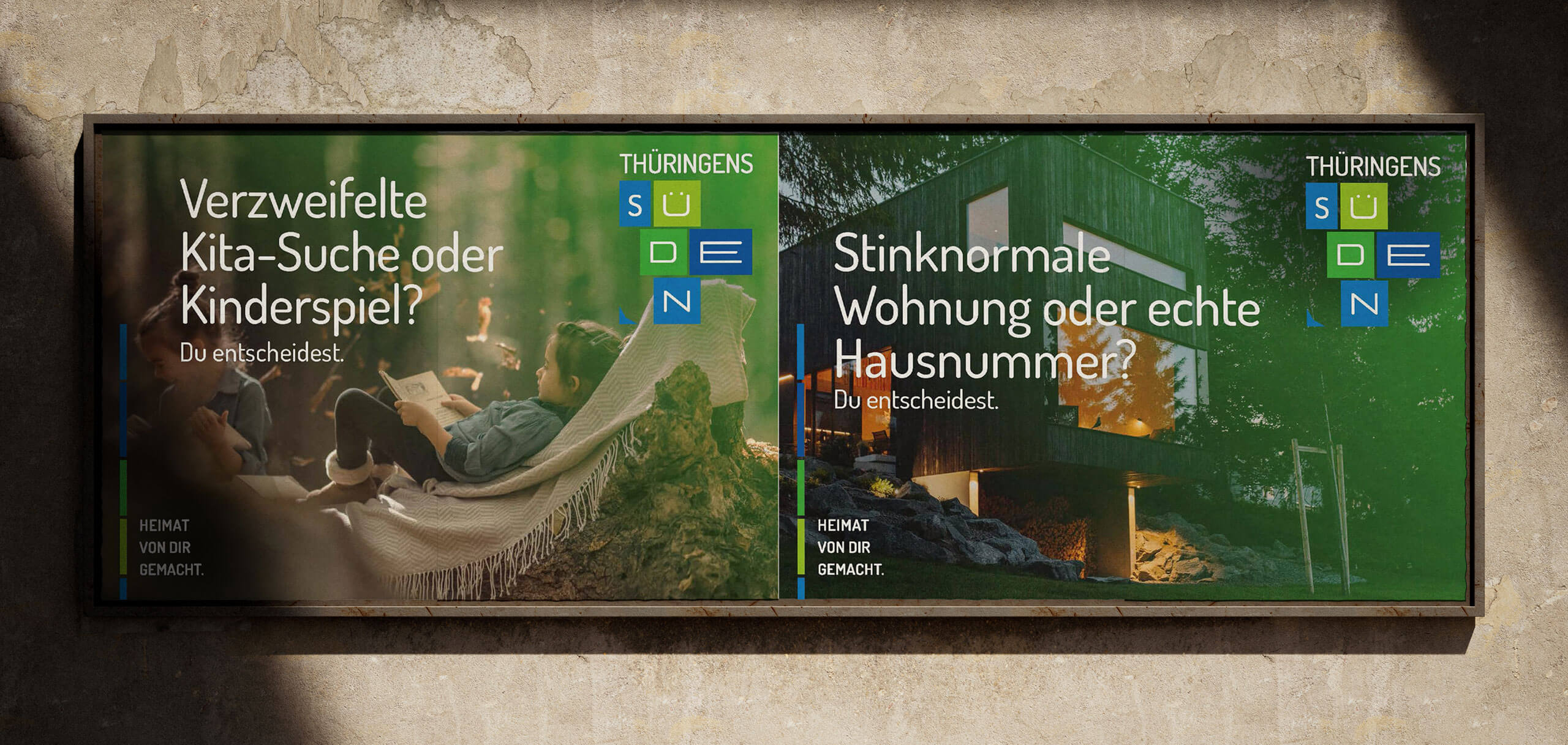 Großflächenplakate der Standortkampagne Thüringens Süden zu Familienleben und Wohnen in der Region