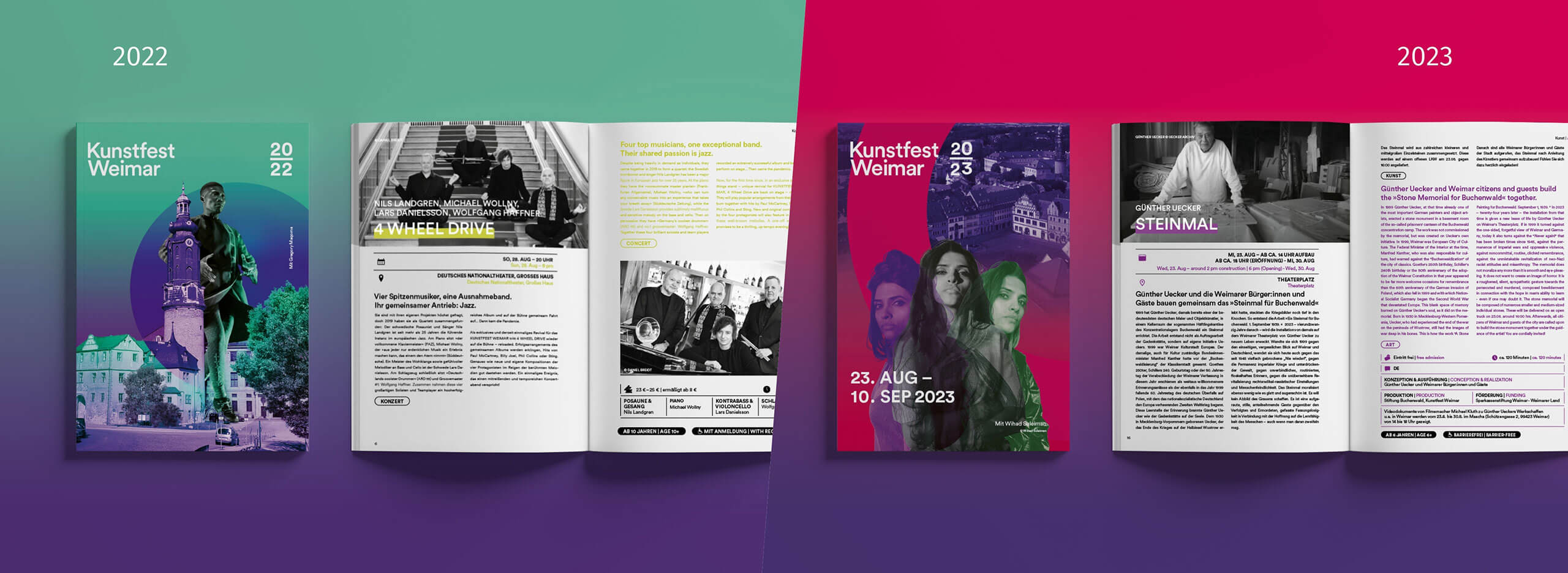 Programmhefte des Kunstfests Weimar aus den Jahren 2022 und 2023